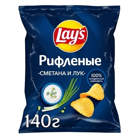 Чипсы рифлен Max сметана/лук 140г фото 2