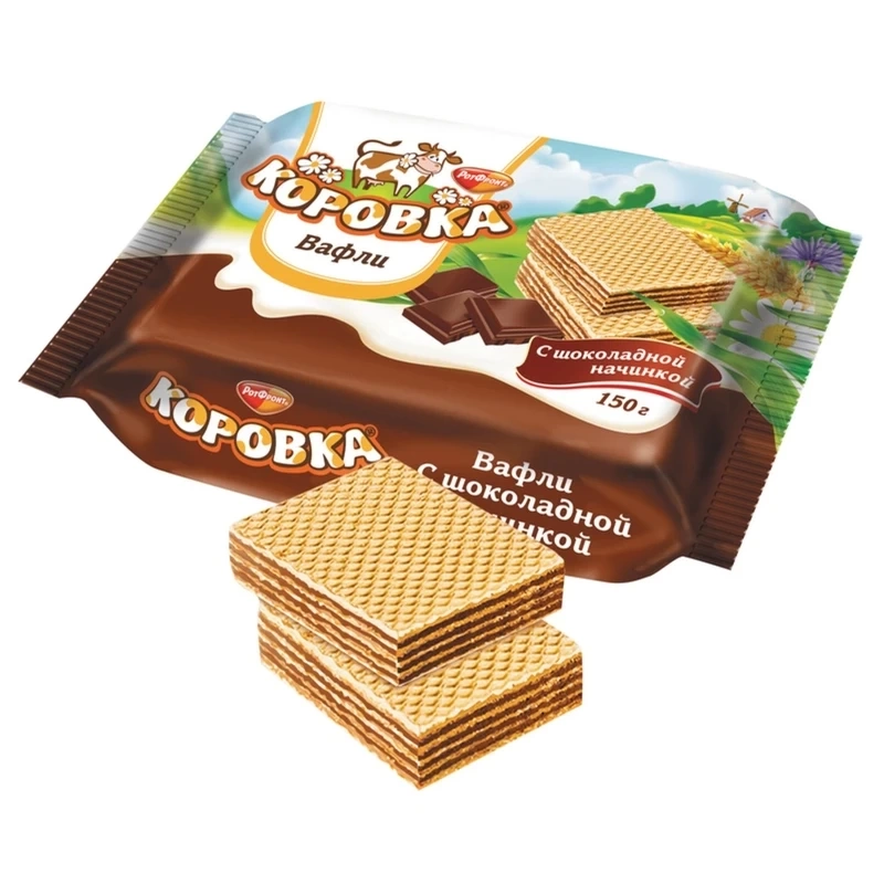 Вафли Коровка с шоколадной начинкой 150г фото 1