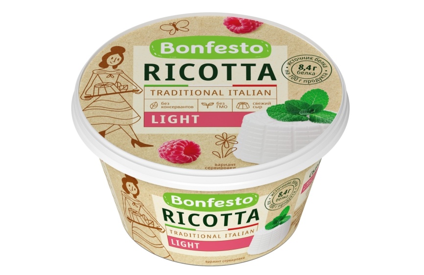 Сыр мягкий Рикотта Light 40 % 250 г фото 2