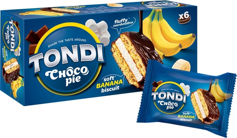 Печенье Tondi Choco Pie банан 180г фото 1