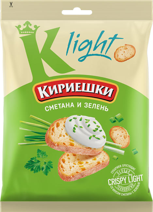 Сухарики Light сметана/зелень 80г Кириешки фото 1